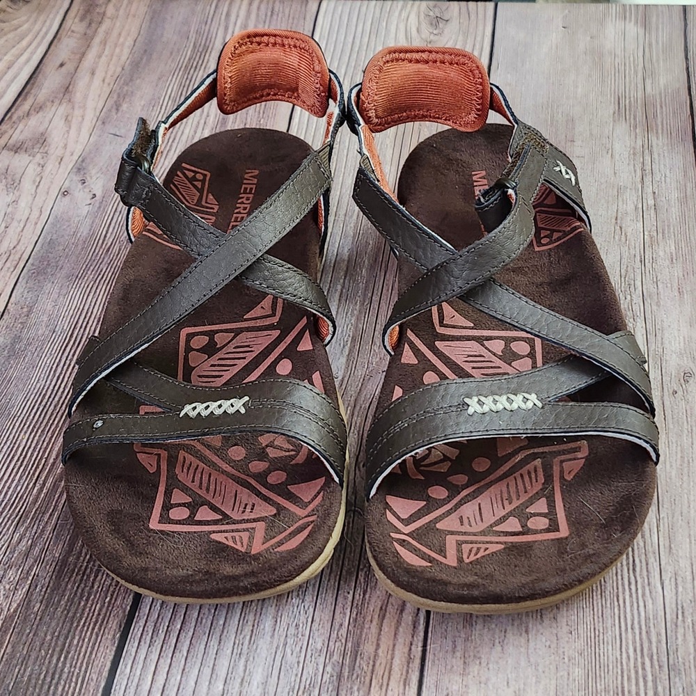 Merrell Espresso Red Leather Strappy Performance Sandals J001230 Womens 7 - Picture 10 of 10